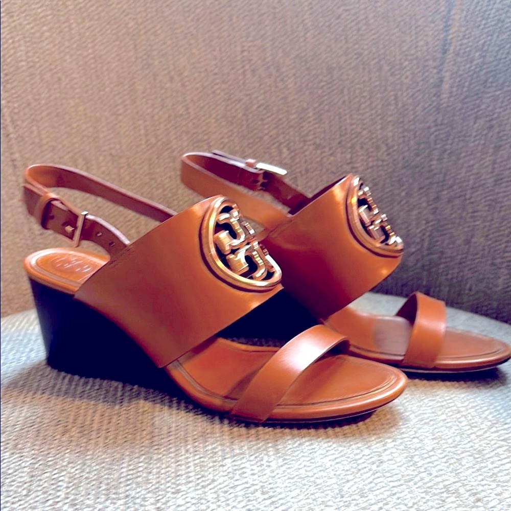 Tory Burch Brown Wedge Sandals